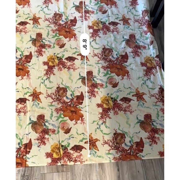 Vtg Waverly? Coastal Tablecloth Seashells Coral Cotton Rectangular Table Top - Picture 7 of 11